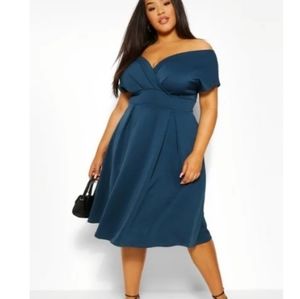Plus Off The Shoulder Wrap Midi Dress